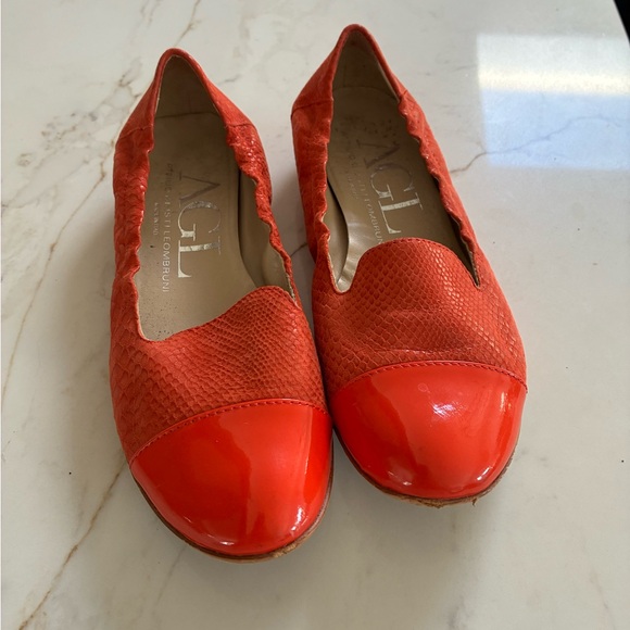 Agl Shoes - AGL Vibrant Orange Flats. Snakeskin leather. Made in Italy! Gorgeous shoes Sz 36